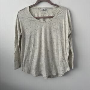 CLOSED White and Navy Speckled Long Sleeve Top